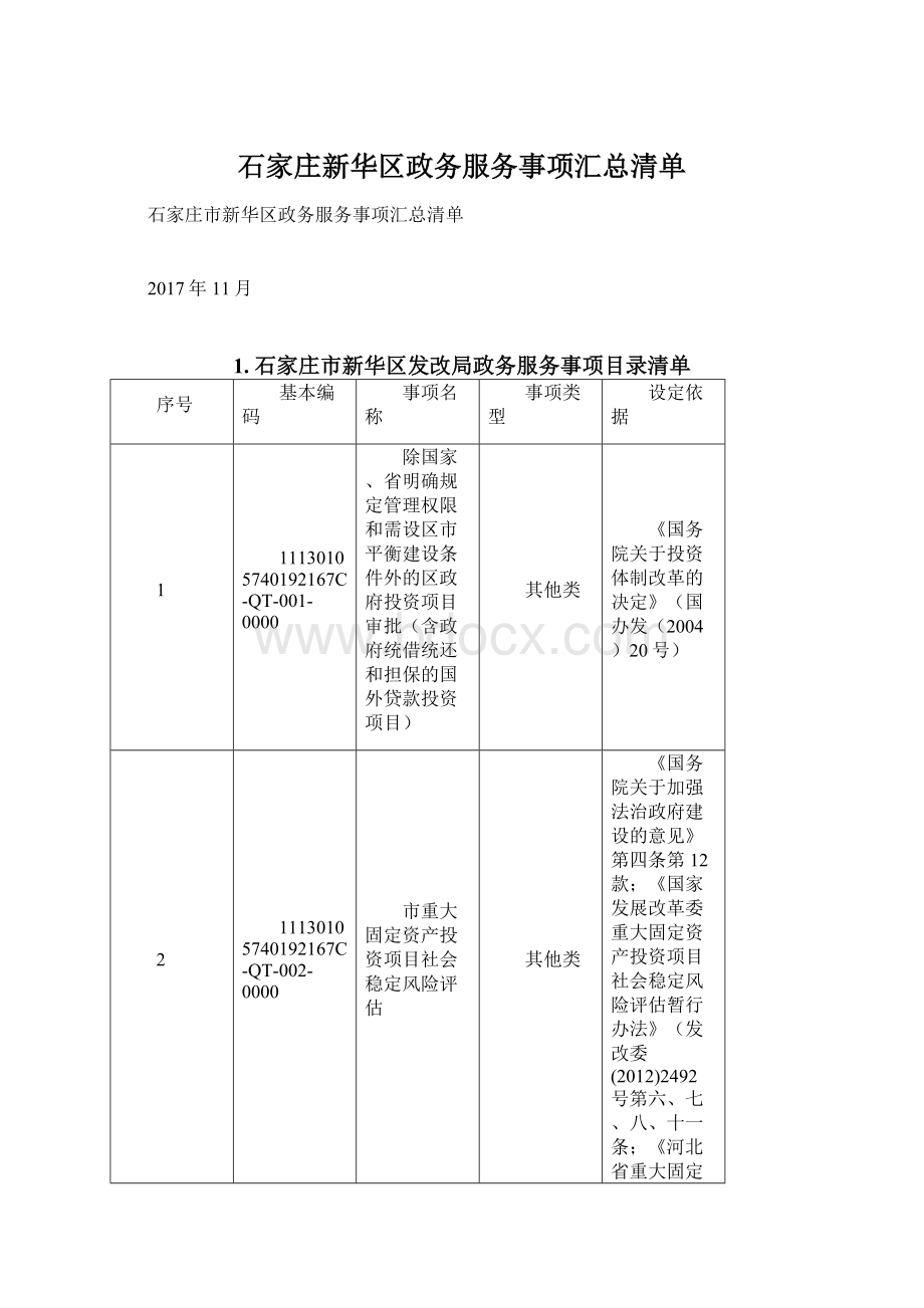 石家庄新华区政务服务事项汇总清单.docx