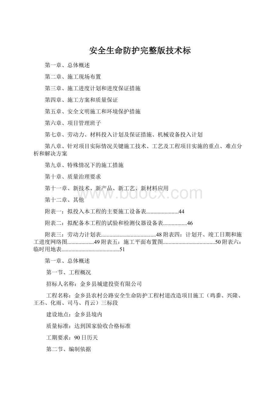 安全生命防护完整版技术标Word格式文档下载.docx_第1页