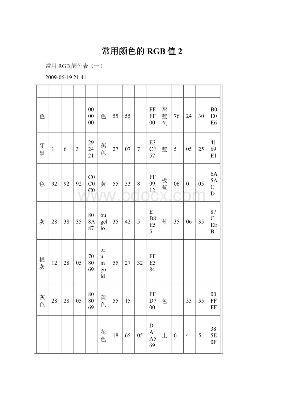 常用颜色的RGB值 2.docx_第1页