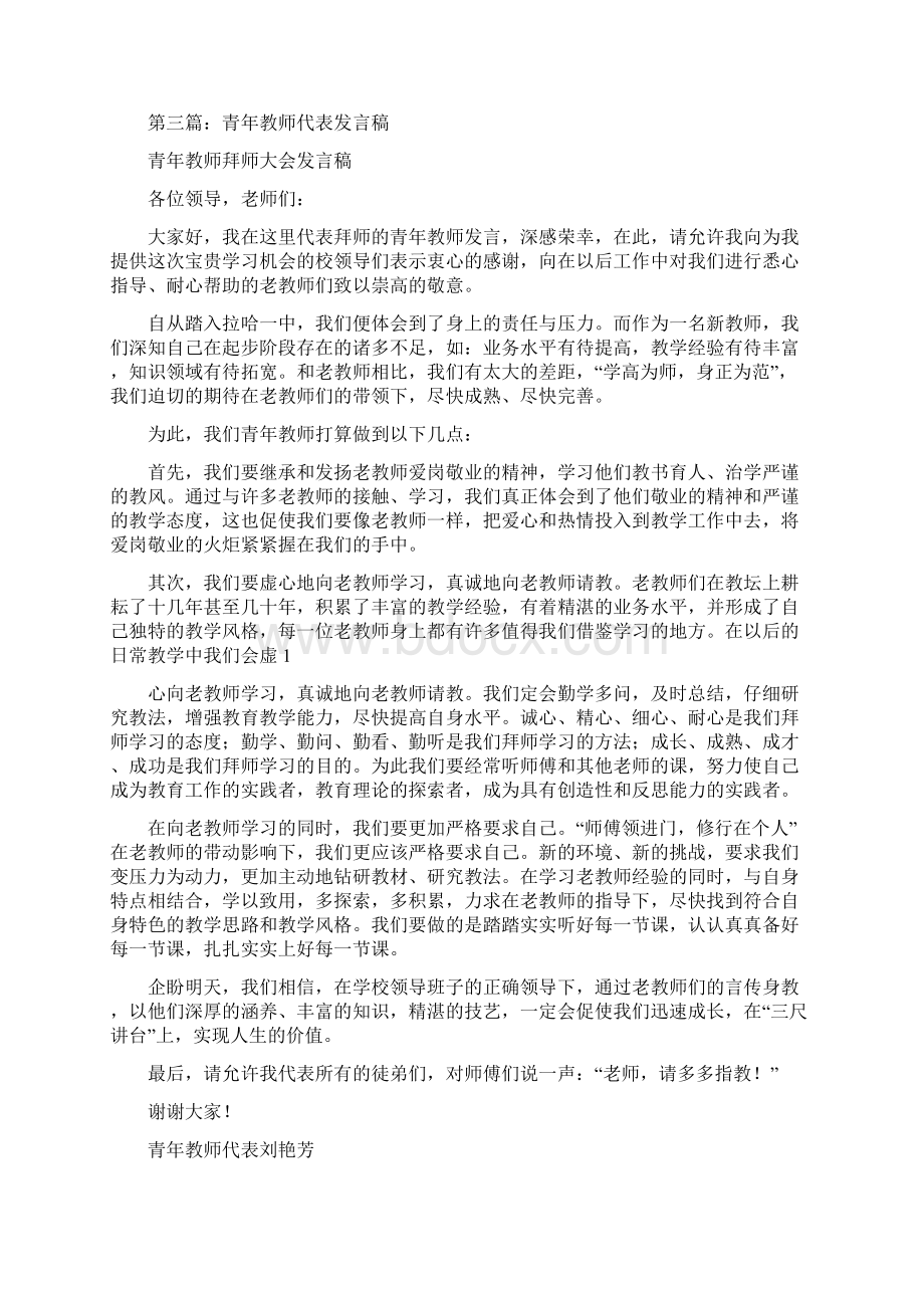 青年教师代表发言稿精选多篇精品范文doc.docx_第3页