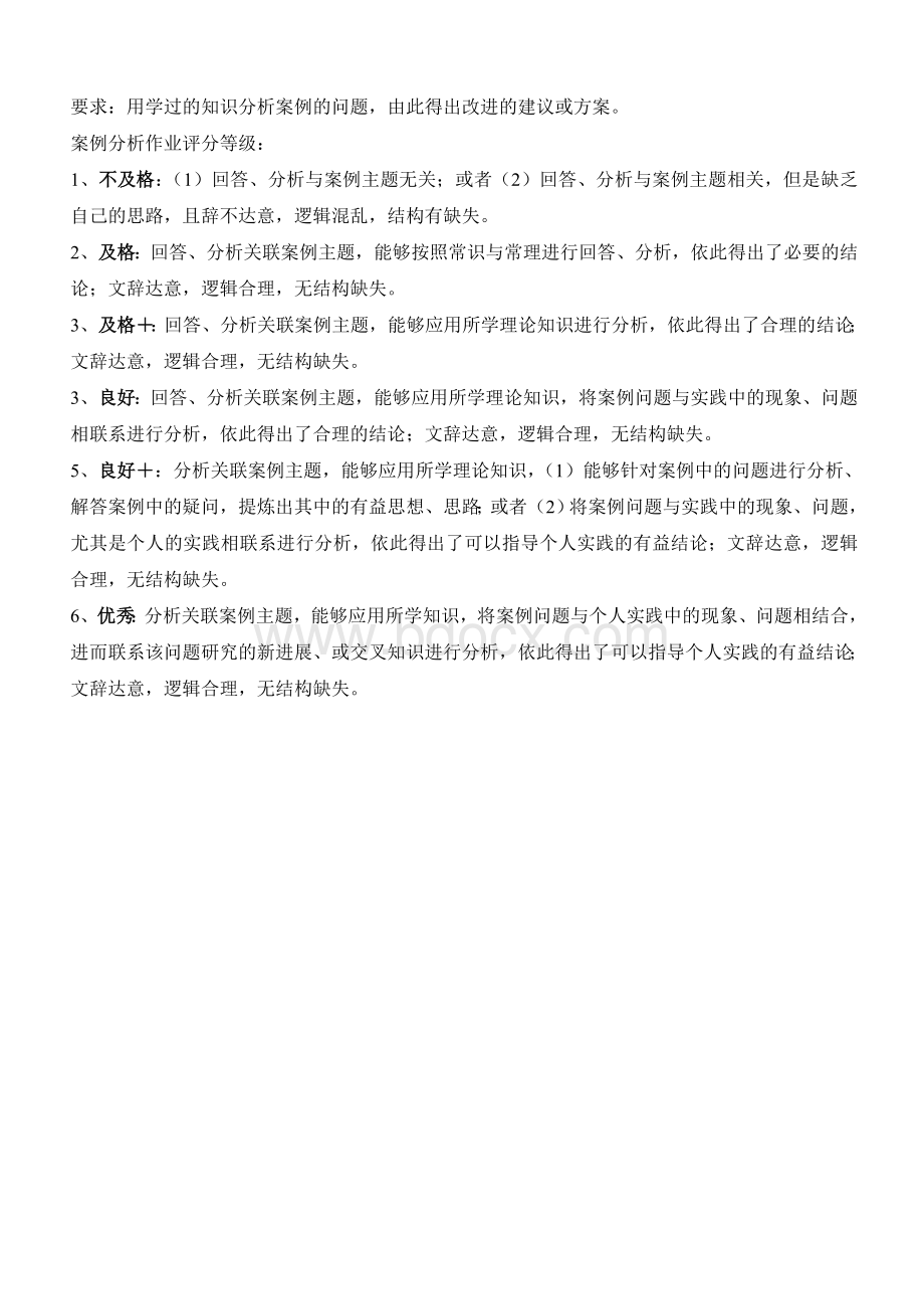 案例分析作业评分标准.doc_第1页