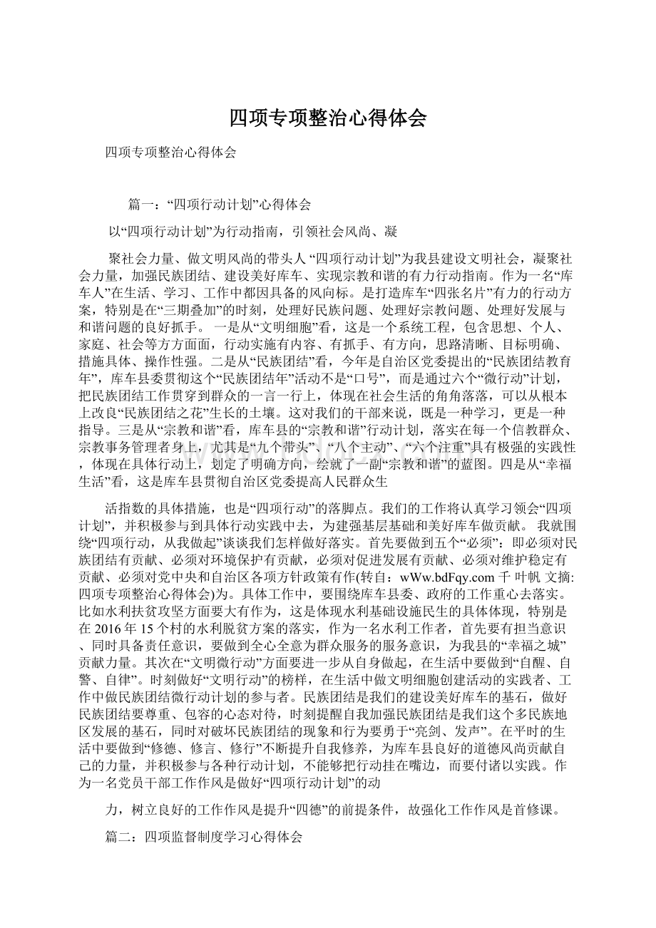 四项专项整治心得体会.docx