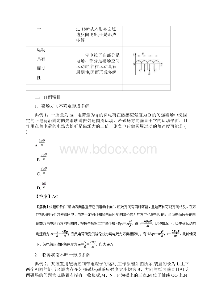 18学年高二物理电学专题提升专题28带电粒子在有界磁场中运动的多解问题Word文档格式.docx_第2页