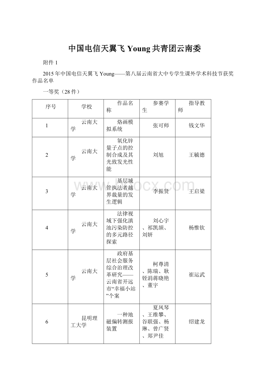 中国电信天翼飞Young共青团云南委.docx