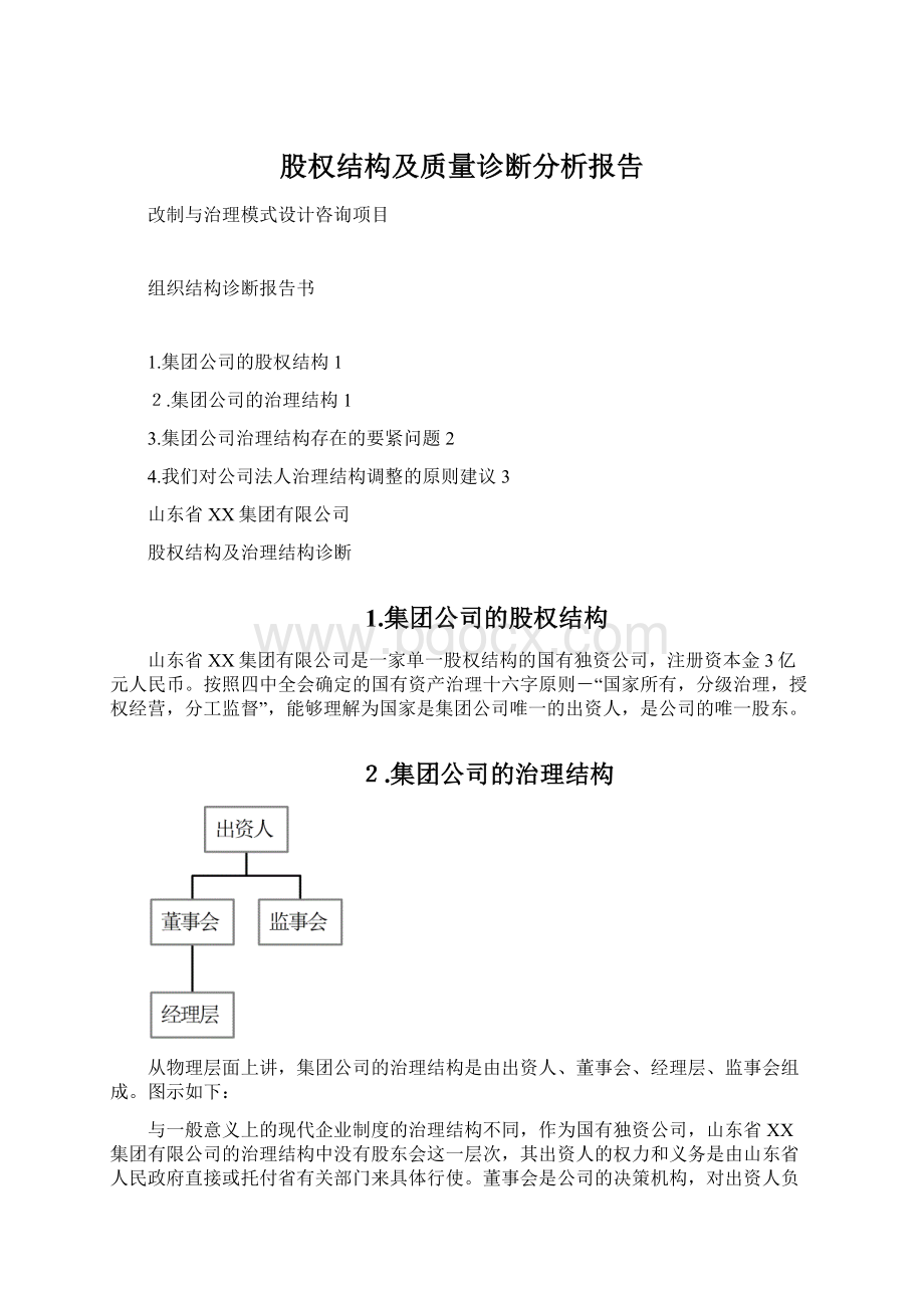 股权结构及质量诊断分析报告Word文档格式.docx_第1页