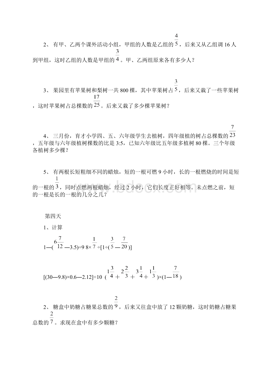 人教版数学六年级寒假作业共天Word文档格式.docx_第3页