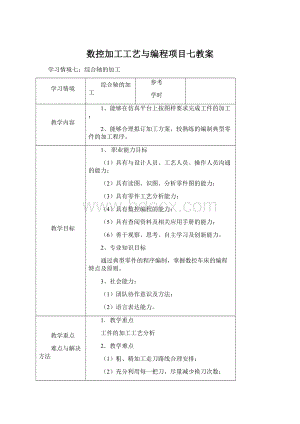 数控加工工艺与编程项目七教案.docx