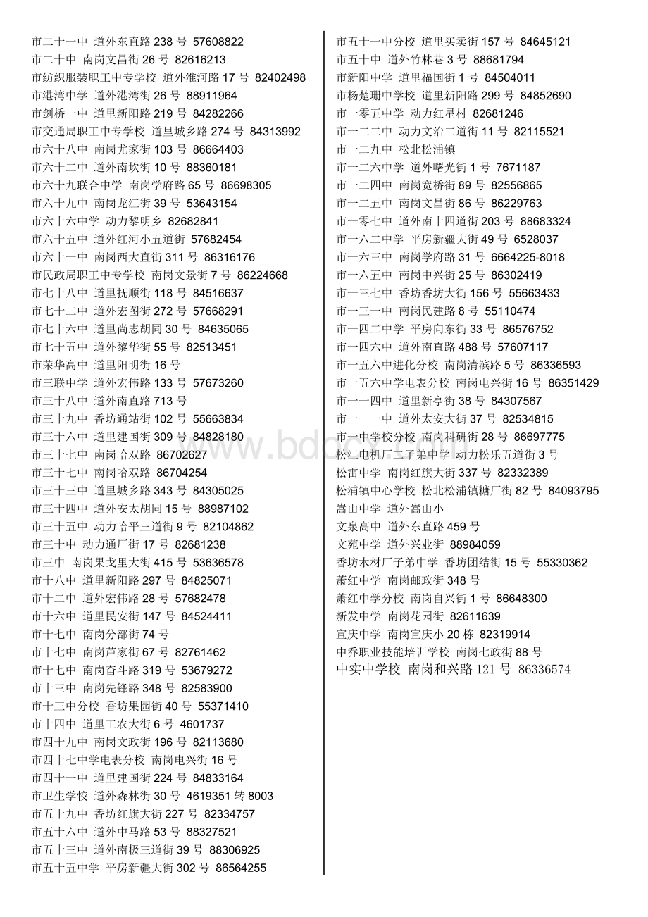 哈尔滨市中学名录(含校长联系方式).doc_第3页