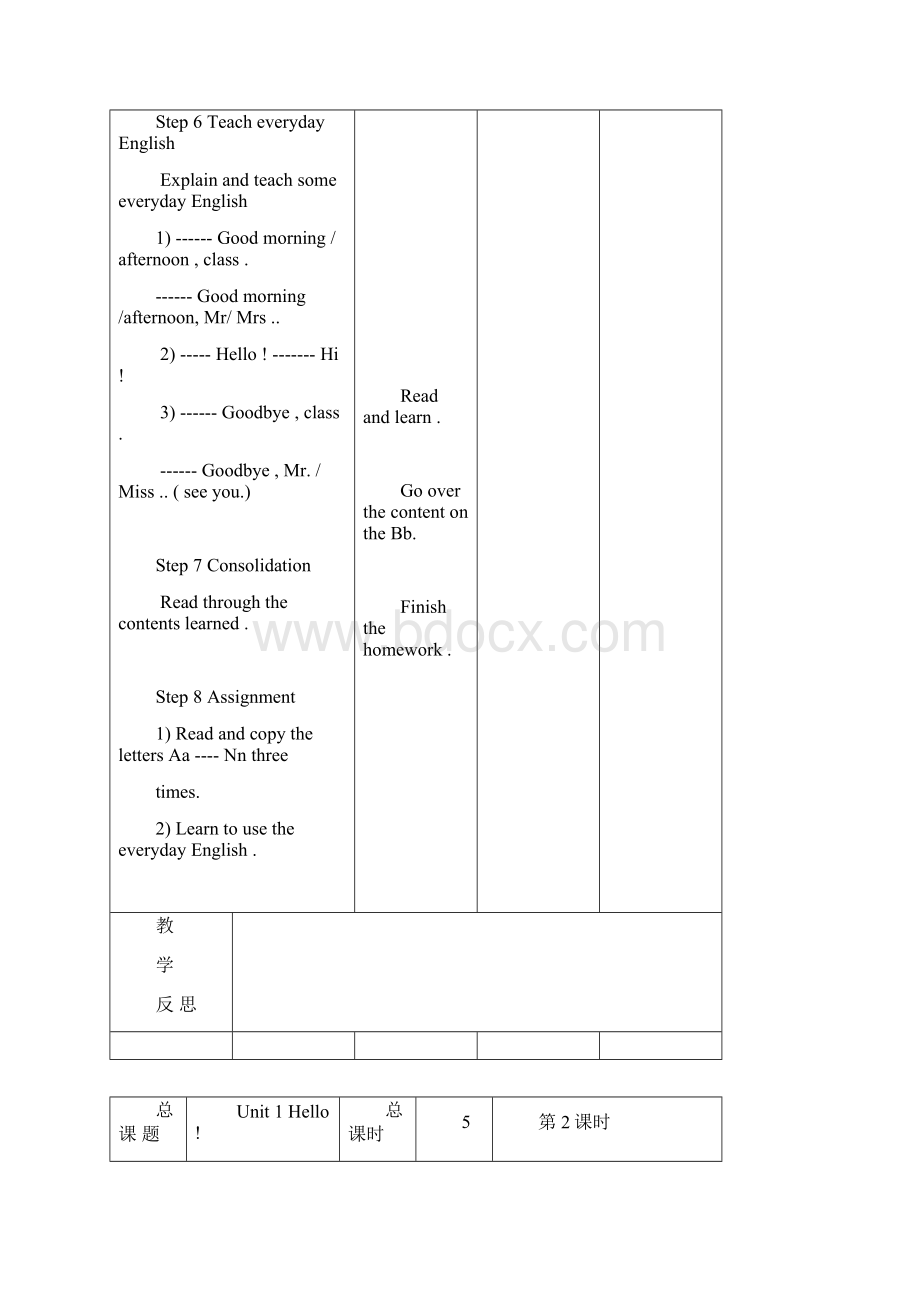 秋英语牛津预备级 Unit1教案专用格式Word格式.docx_第3页