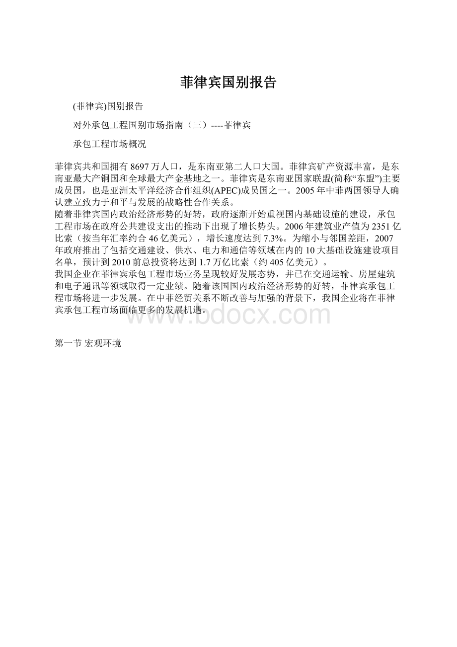 菲律宾国别报告Word格式文档下载.docx