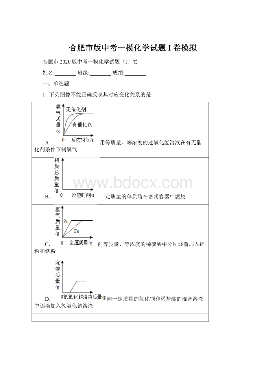 合肥市版中考一模化学试题I卷模拟.docx