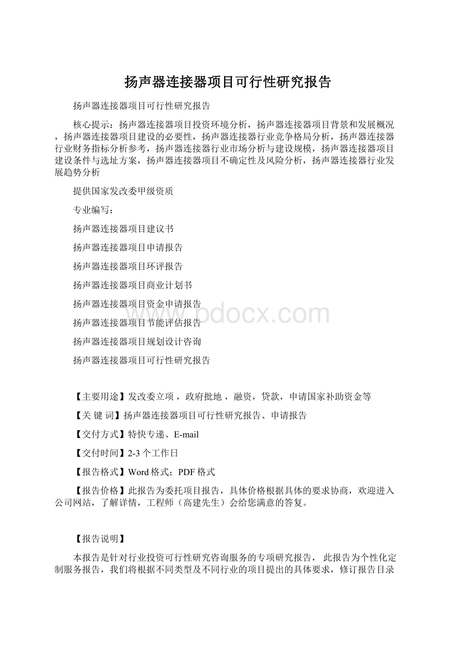 扬声器连接器项目可行性研究报告.docx_第1页