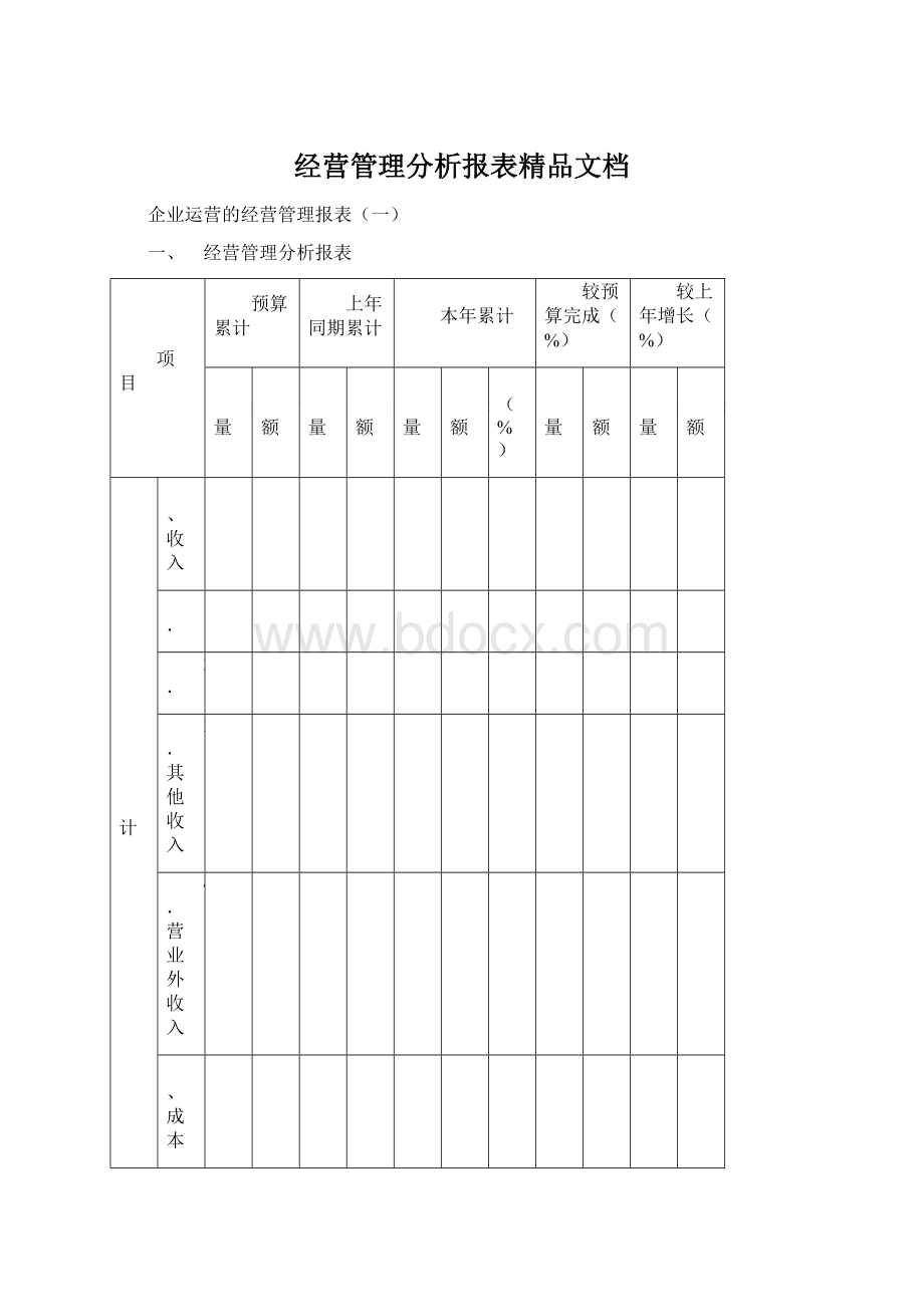 经营管理分析报表精品文档Word格式文档下载.docx