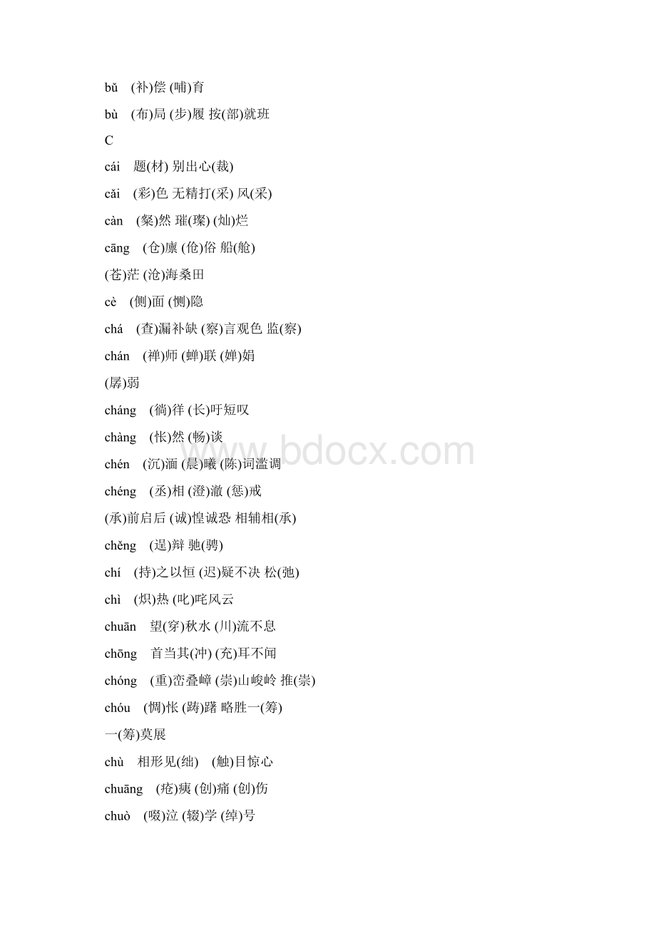 中考语文总复习知识清单四易写错的同音字文档格式.docx_第2页