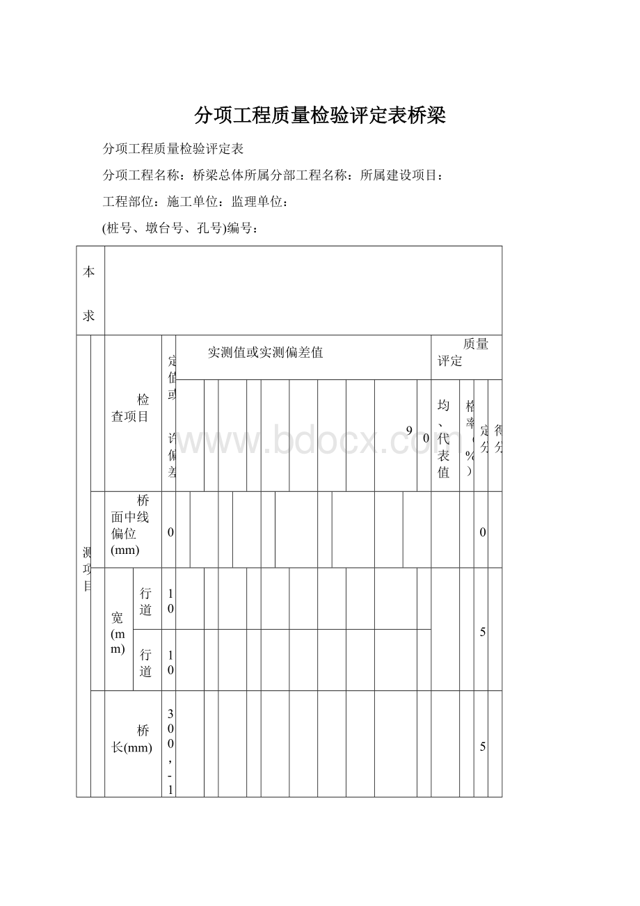 分项工程质量检验评定表桥梁.docx_第1页