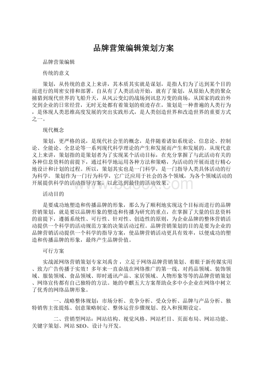 品牌营策编辑策划方案文档格式.docx_第1页