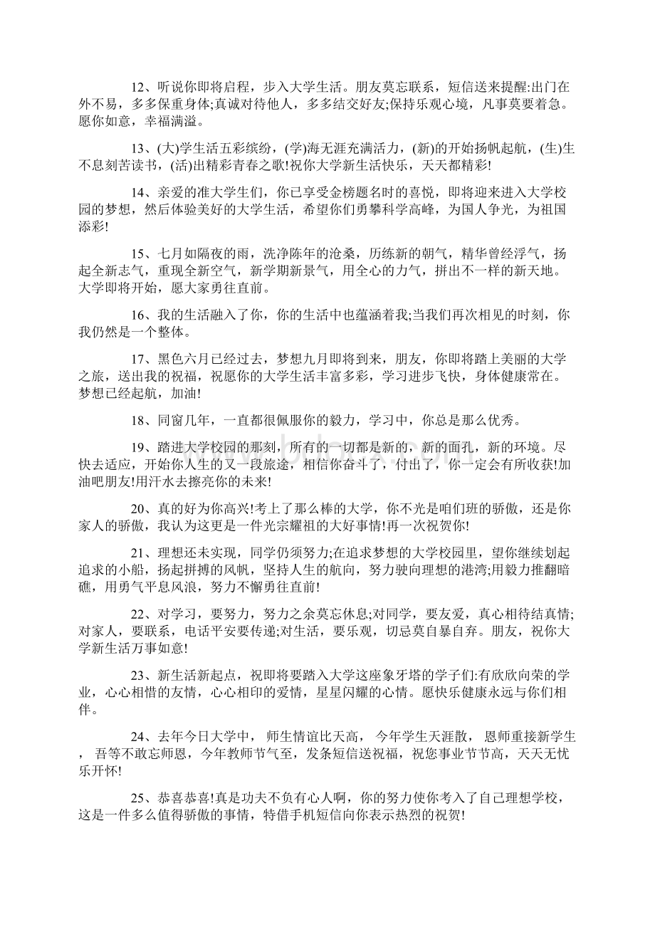 高考考上大学的祝贺语短信大全Word下载.docx_第2页