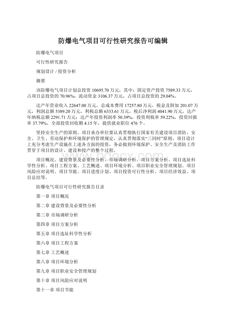 防爆电气项目可行性研究报告可编辑Word格式.docx