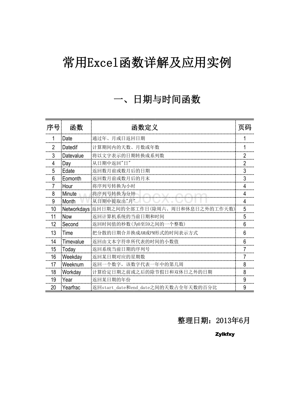 常用EXCEL函数详解及应用实例分类汇总版7财务函数_精品文档.xls_第1页