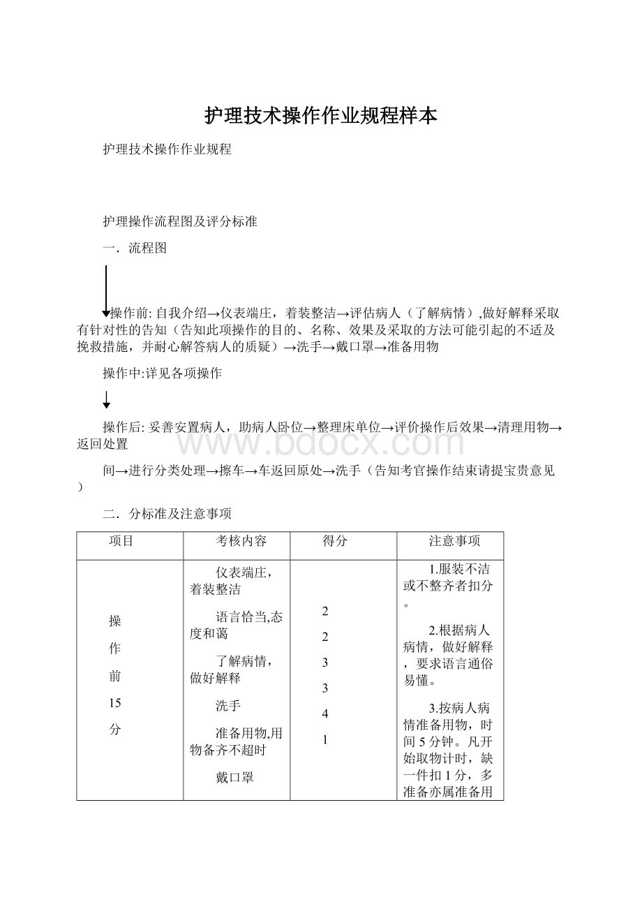 护理技术操作作业规程样本Word文件下载.docx