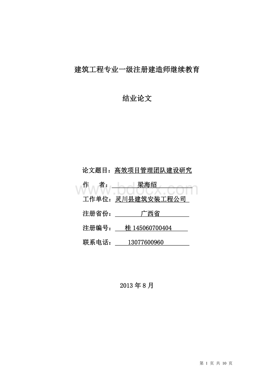 高效项目管理团队建设研究文档格式.doc_第1页