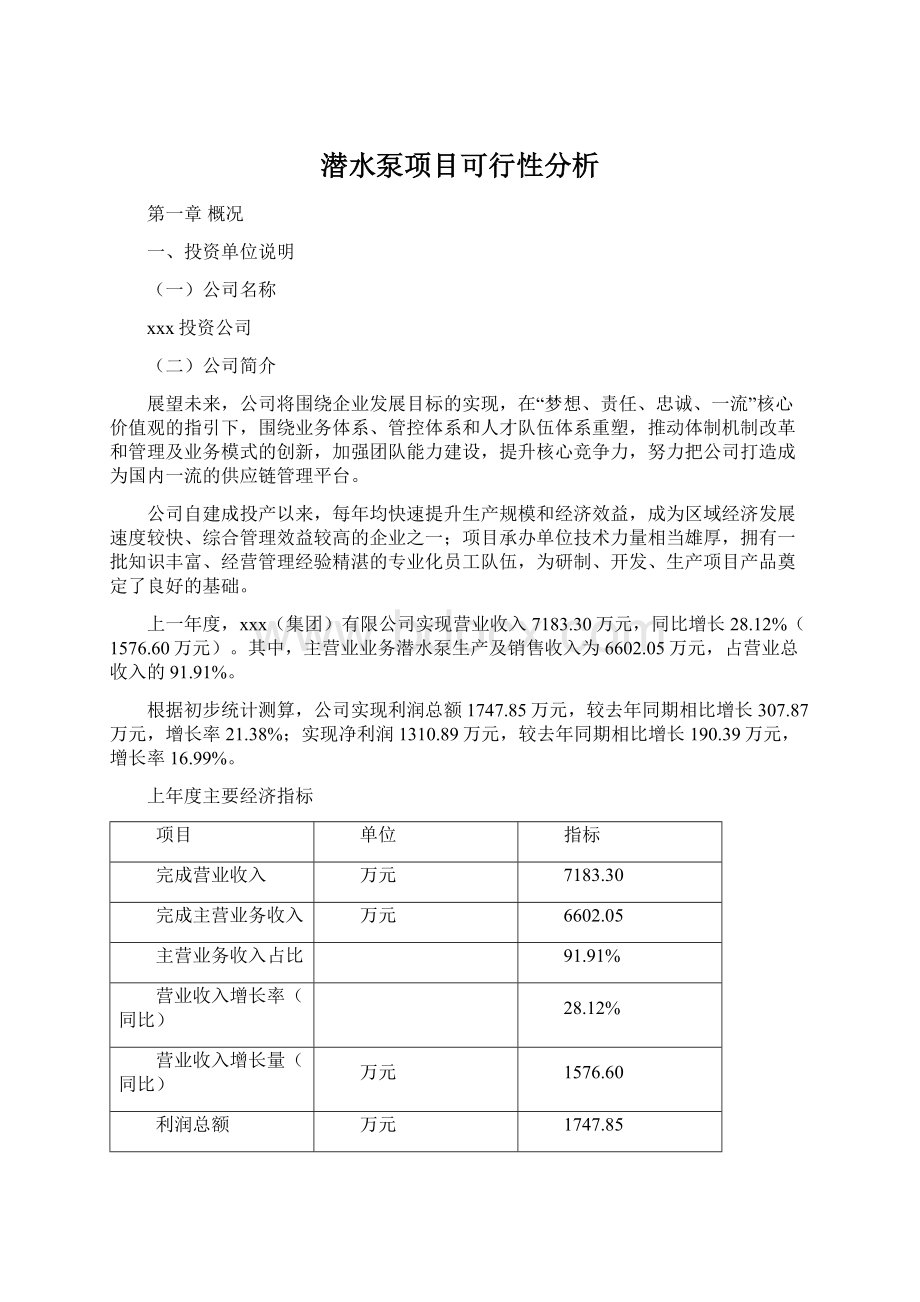 潜水泵项目可行性分析Word格式文档下载.docx