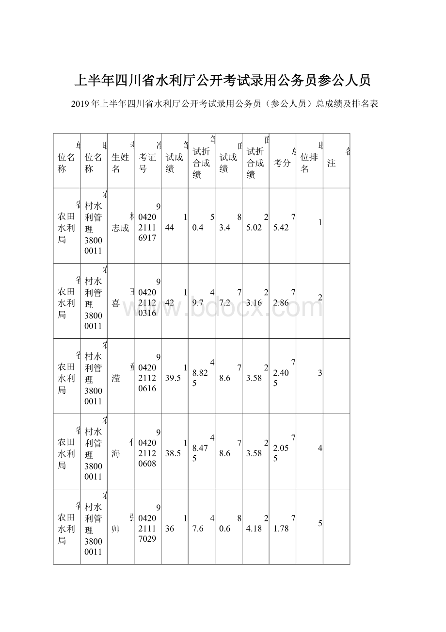 上半年四川省水利厅公开考试录用公务员参公人员Word文档下载推荐.docx