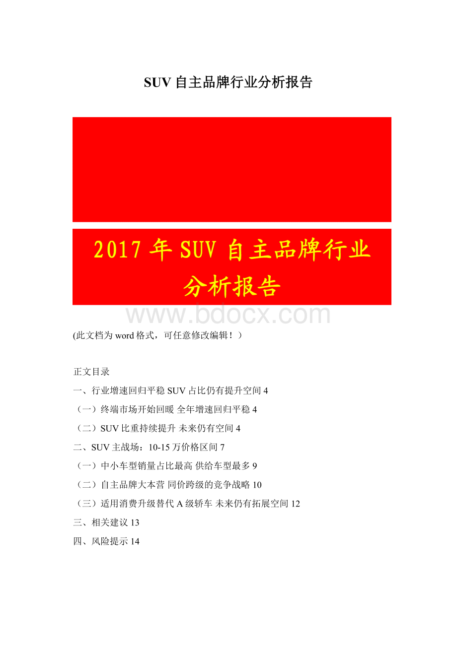 SUV自主品牌行业分析报告文档格式.docx_第1页