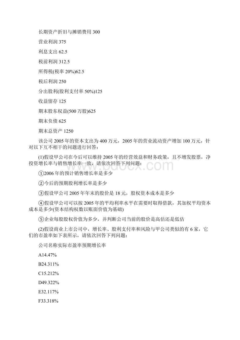 财务成本管理模拟题目与答案Word格式文档下载.docx_第2页