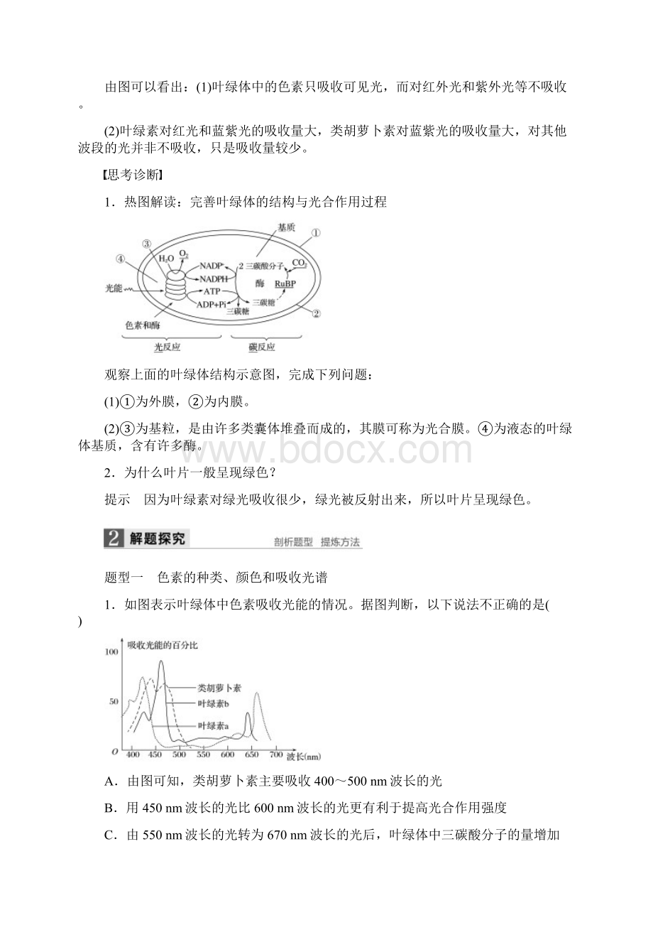 高考生物总复习第2单元细胞的代谢第9讲光合作用的色素场所和过程.docx_第2页