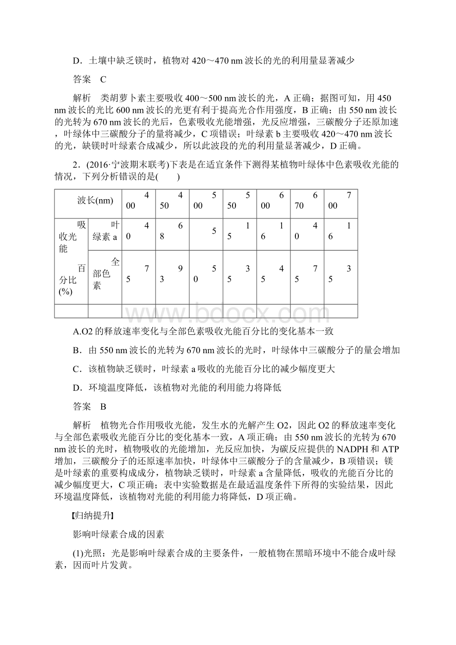 高考生物总复习第2单元细胞的代谢第9讲光合作用的色素场所和过程.docx_第3页