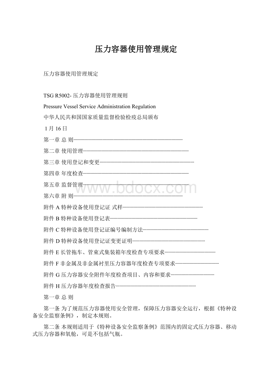 压力容器使用管理规定文档格式.docx