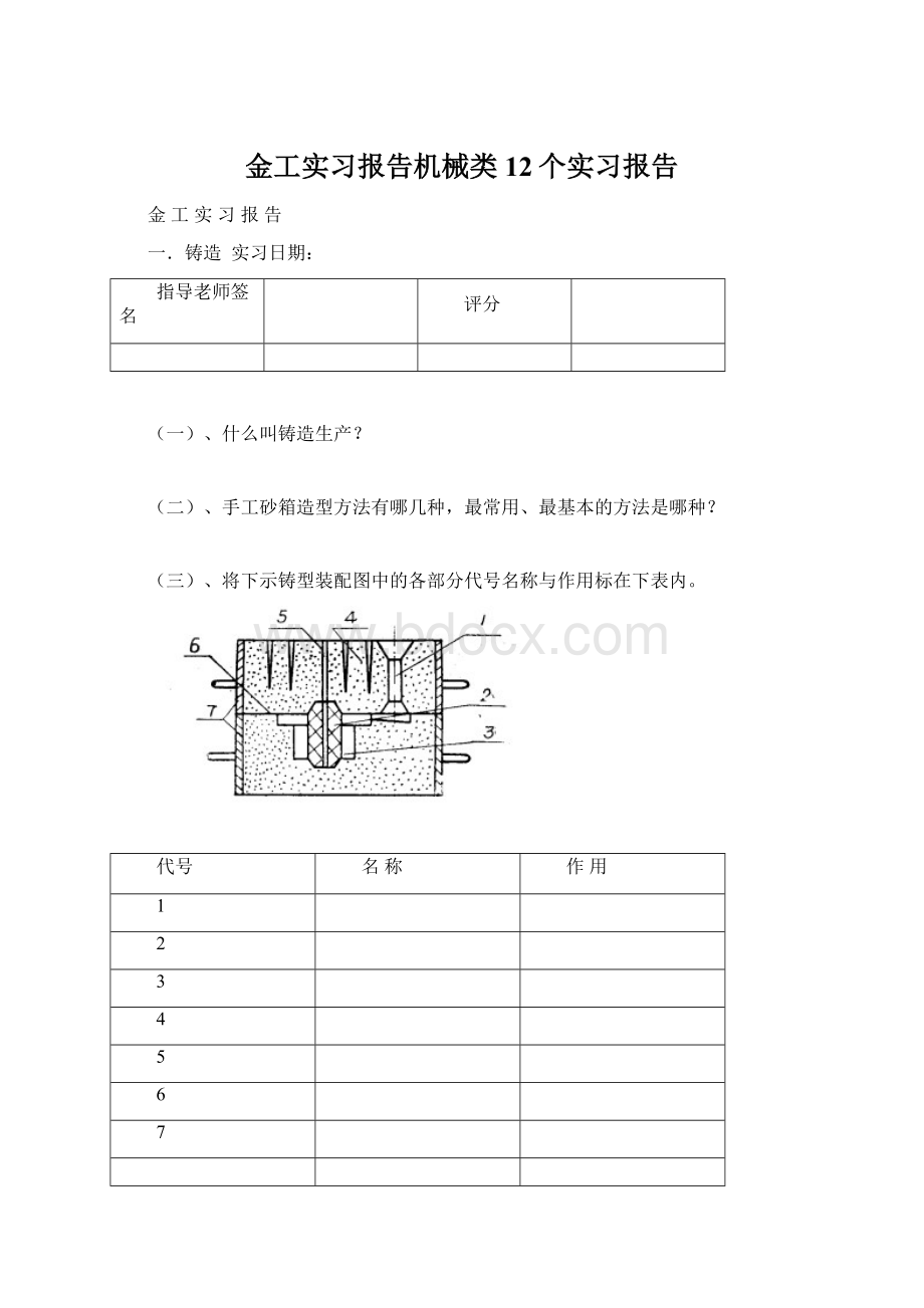 金工实习报告机械类12个实习报告.docx_第1页