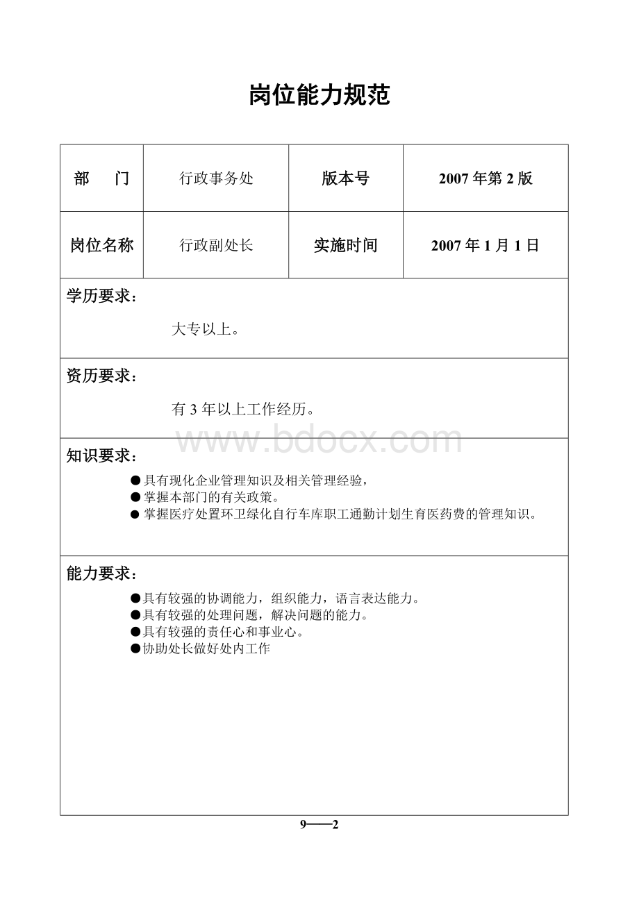 行政事务处岗位描述文档格式.doc_第2页