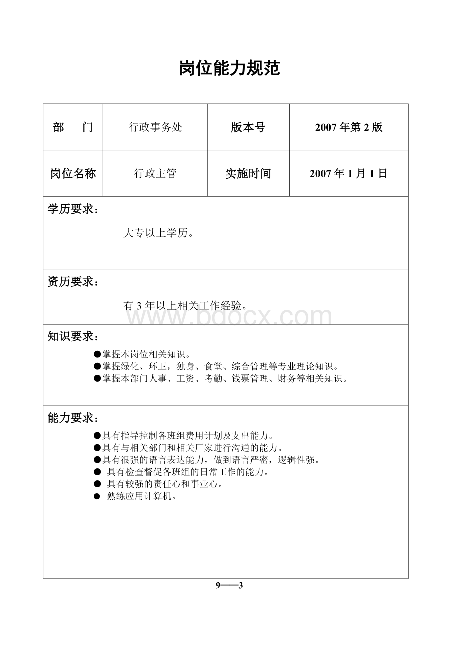 行政事务处岗位描述文档格式.doc_第3页