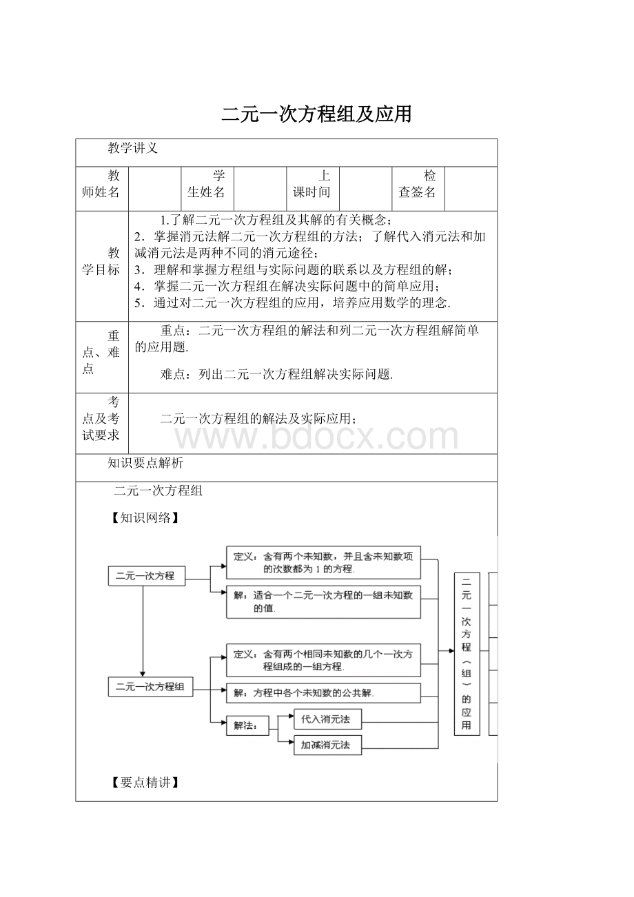 二元一次方程组及应用文档格式.docx_第1页