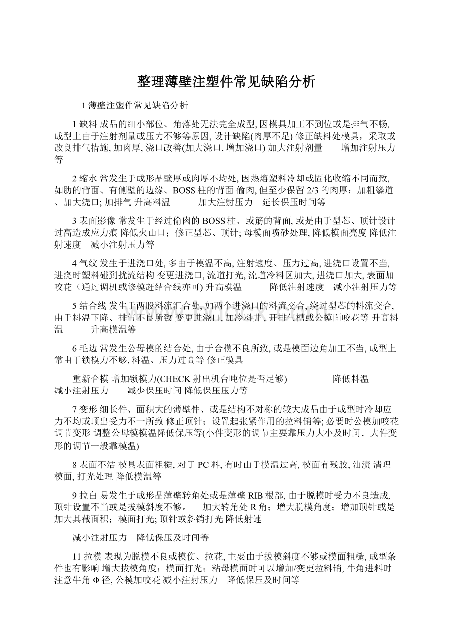 整理薄壁注塑件常见缺陷分析文档格式.docx_第1页