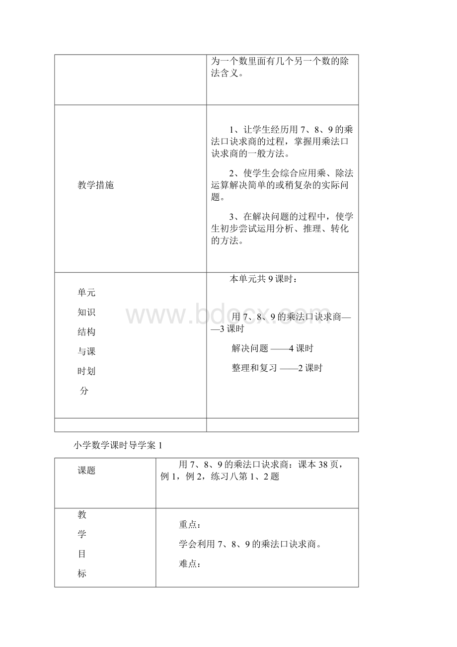 二年级数学下册导学案第四单元表内除法二Word文件下载.docx_第3页