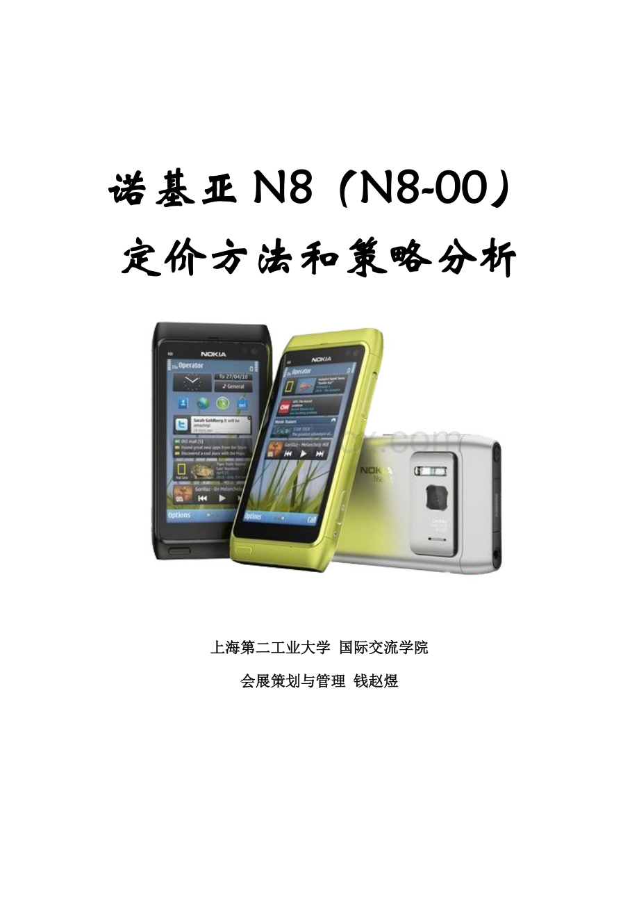 诺基亚N8定价方法和策略分析--钱赵煜Word文件下载.doc