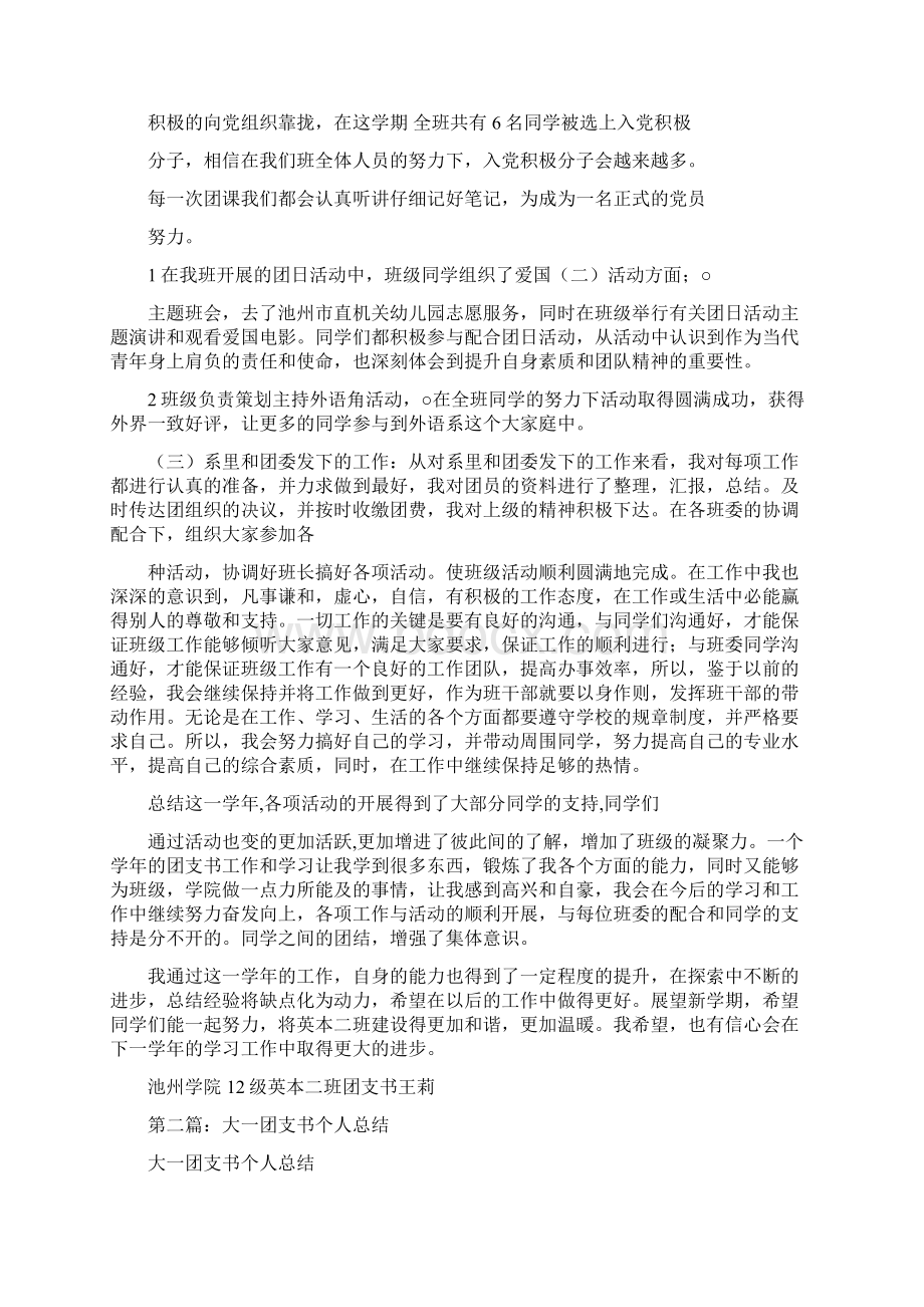 团支书个人总结多篇范文文档格式.docx_第2页