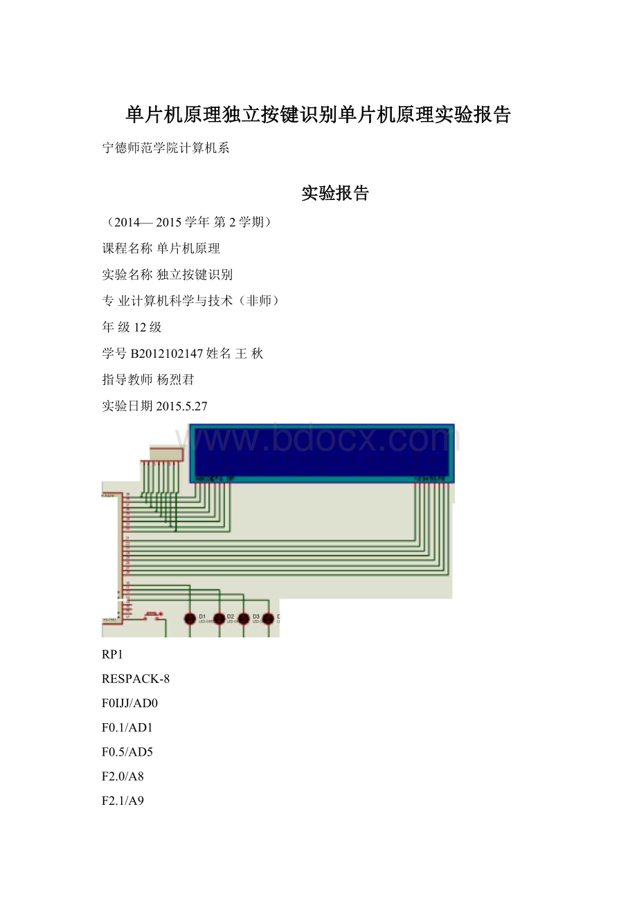 单片机原理独立按键识别单片机原理实验报告.docx_第1页