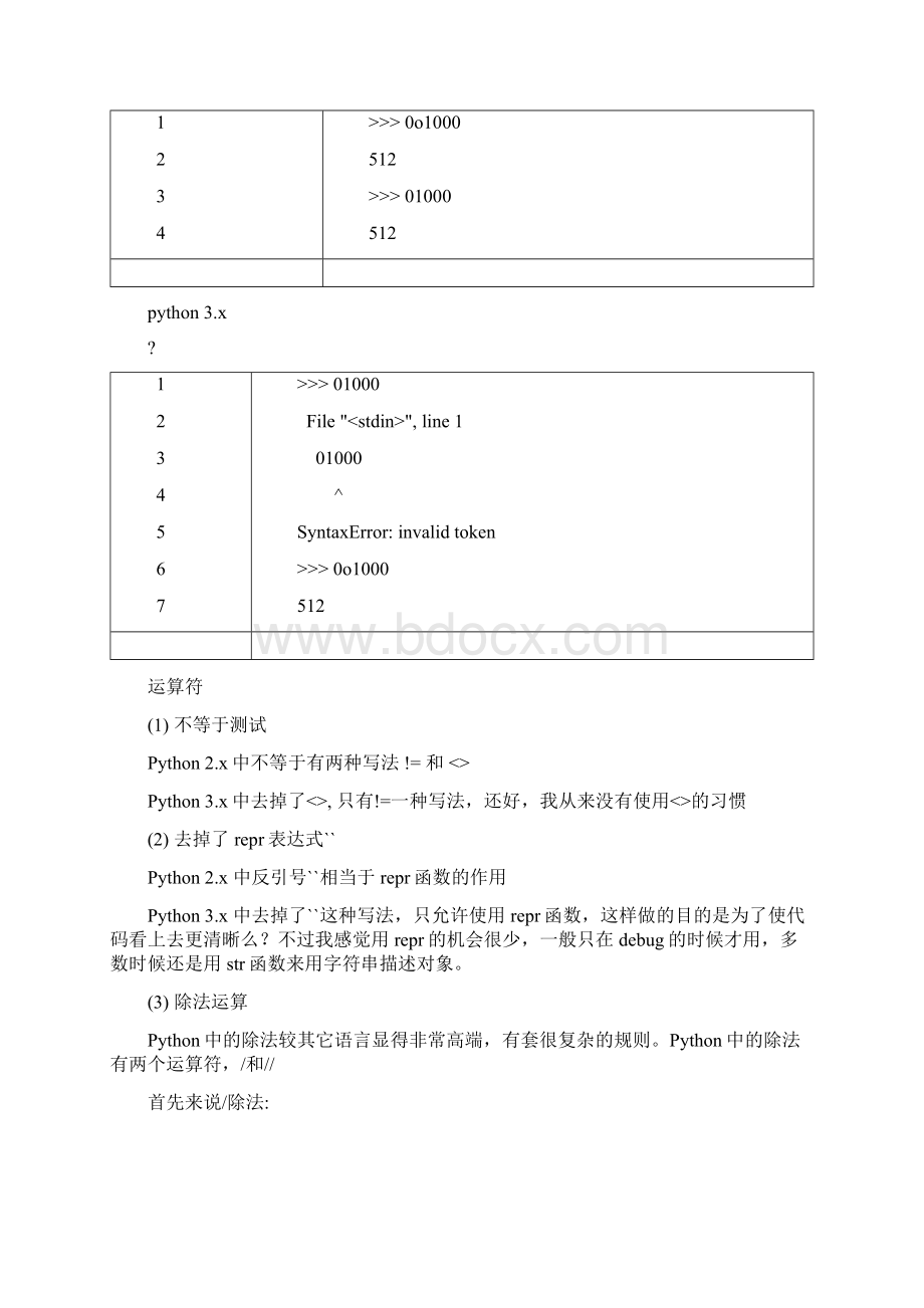 Python2x和3x主要差异总结Word文档格式.docx_第2页