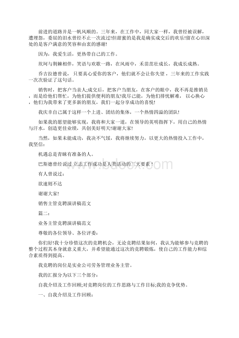 销售主管竞聘演讲稿范文3篇最新篇文档格式.docx_第2页