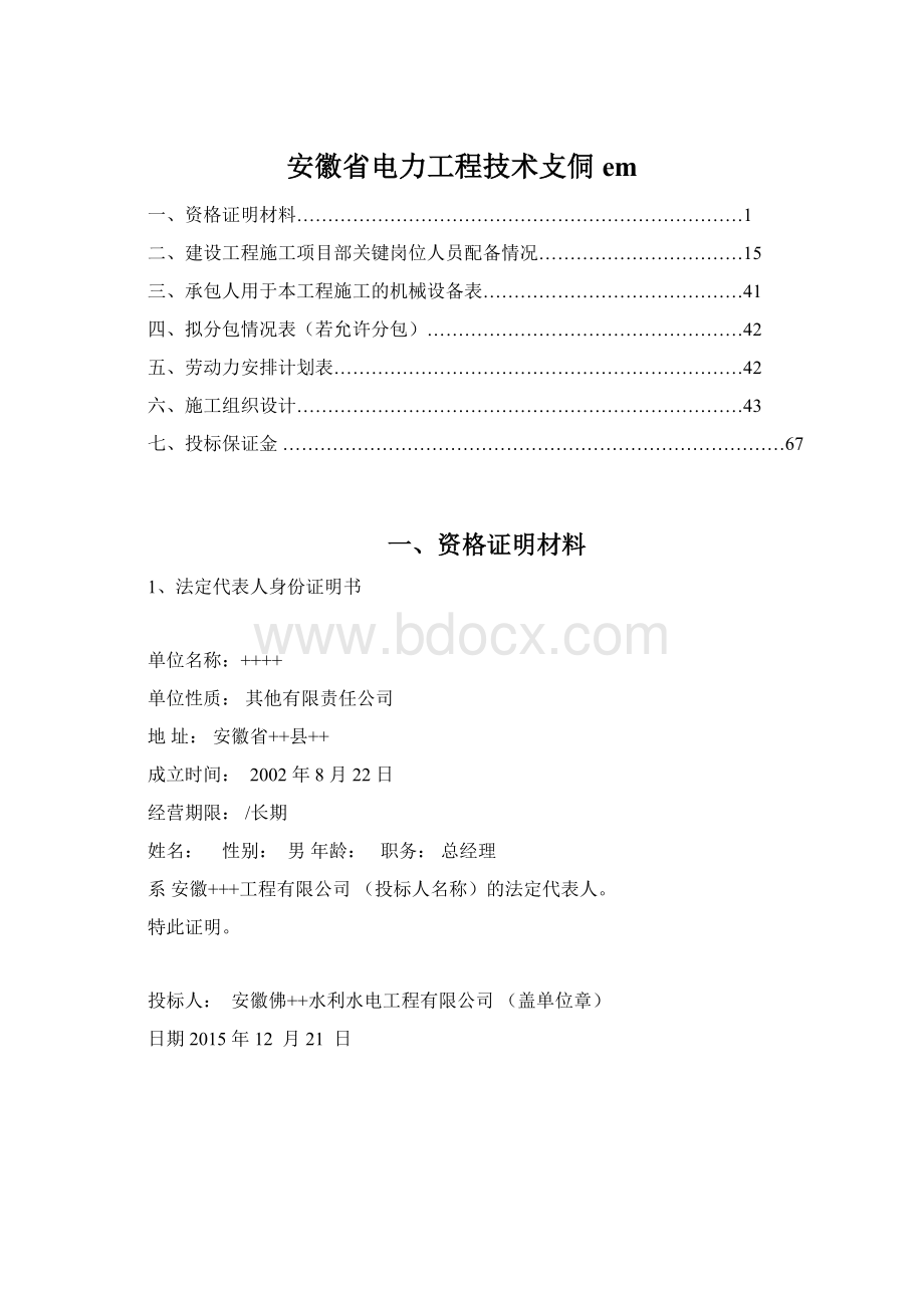 安徽省电力工程技术攴侗emWord文档格式.docx_第1页