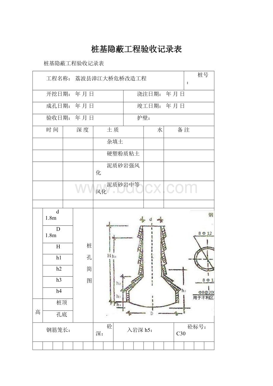 桩基隐蔽工程验收记录表Word下载.docx