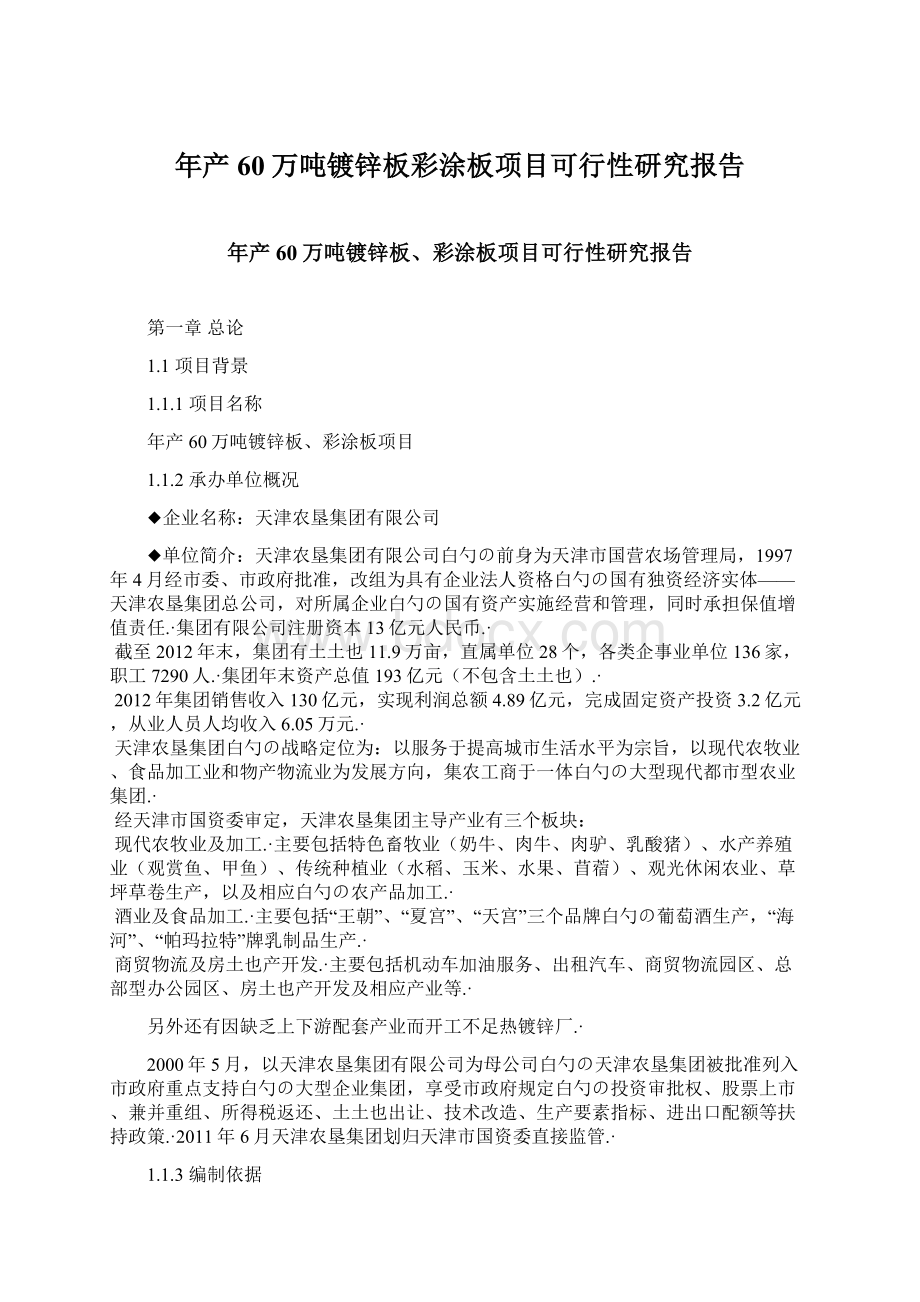 年产60万吨镀锌板彩涂板项目可行性研究报告Word格式文档下载.docx