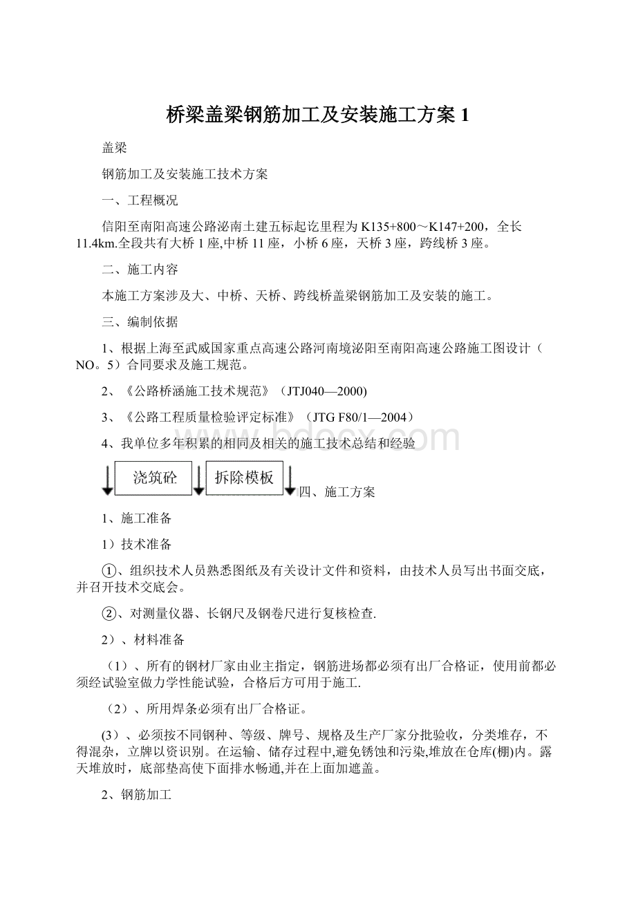 桥梁盖梁钢筋加工及安装施工方案1.docx_第1页