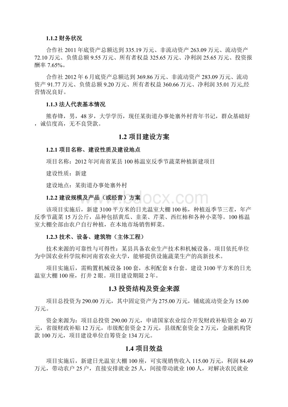 100栋温室反季节蔬菜种植新建项目可行性研究报告Word文档格式.docx_第2页