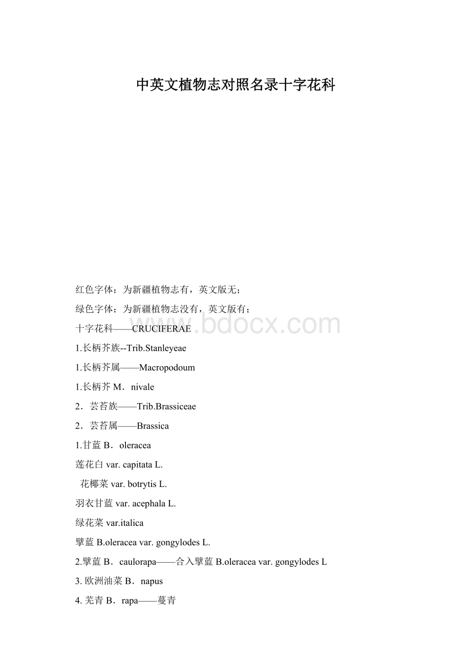 中英文植物志对照名录十字花科.docx_第1页