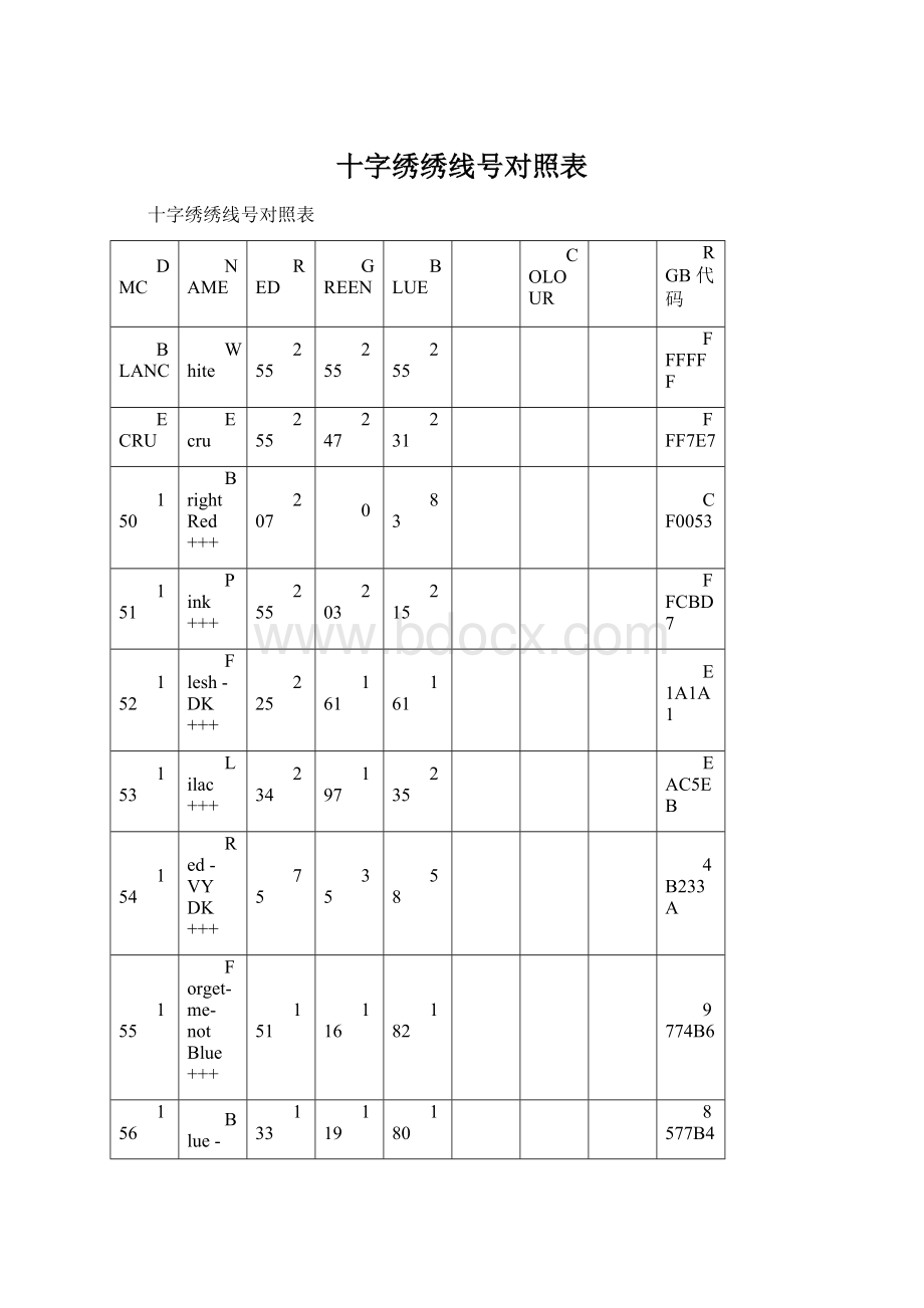 十字绣绣线号对照表.docx_第1页